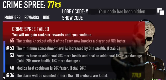 Payday 2 Don't Lose Crime Spree on Crash